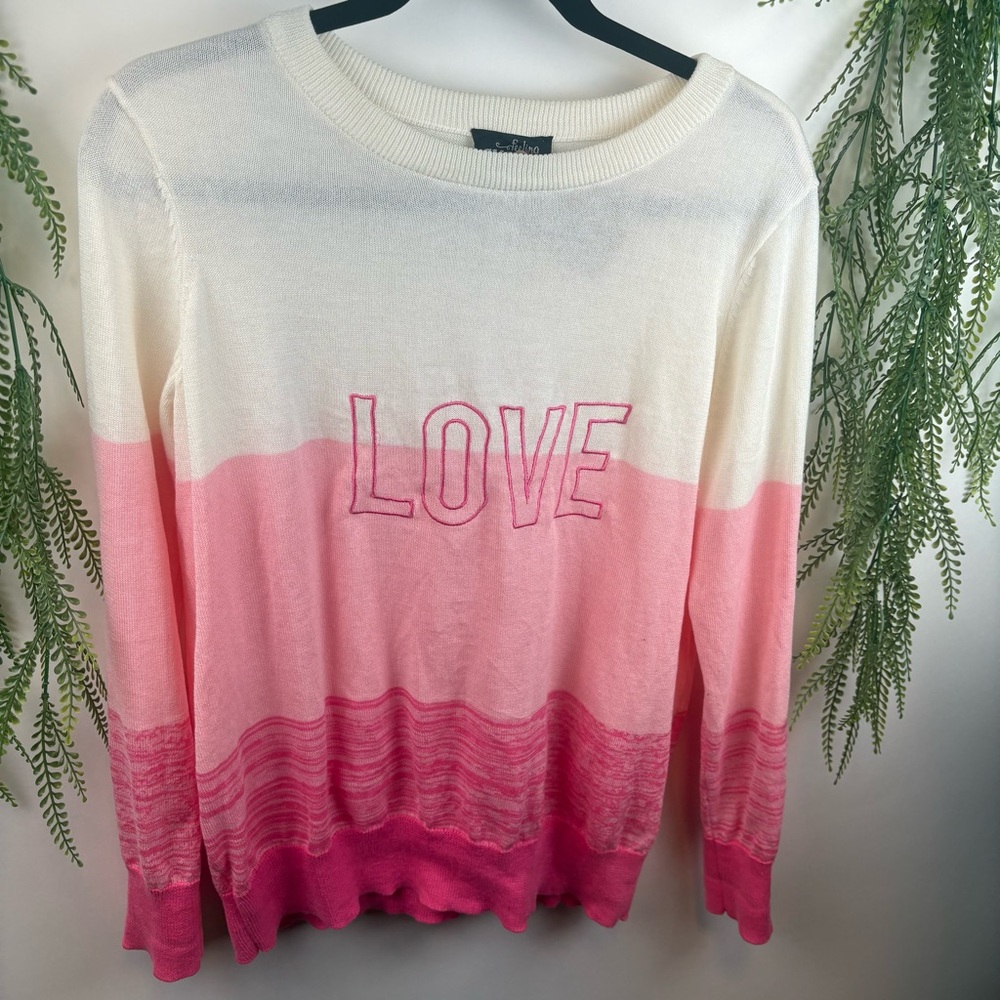 Feeling Festive sweater. Hot pink & White . Size Medium .